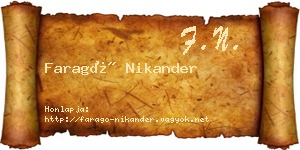 Faragó Nikander névjegykártya